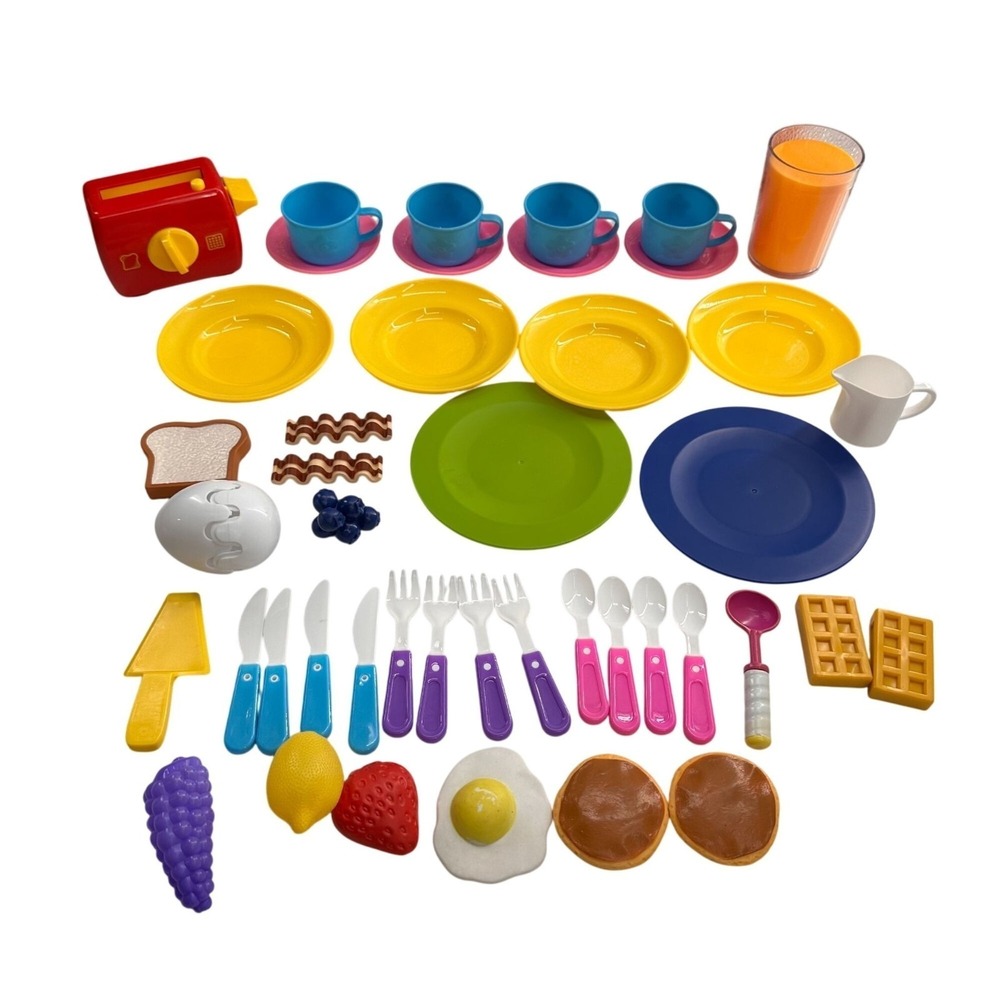 Toy Breakfast Play Food Set For Kids‎ 44 Pieces Midwood Brands Plastic Faux
